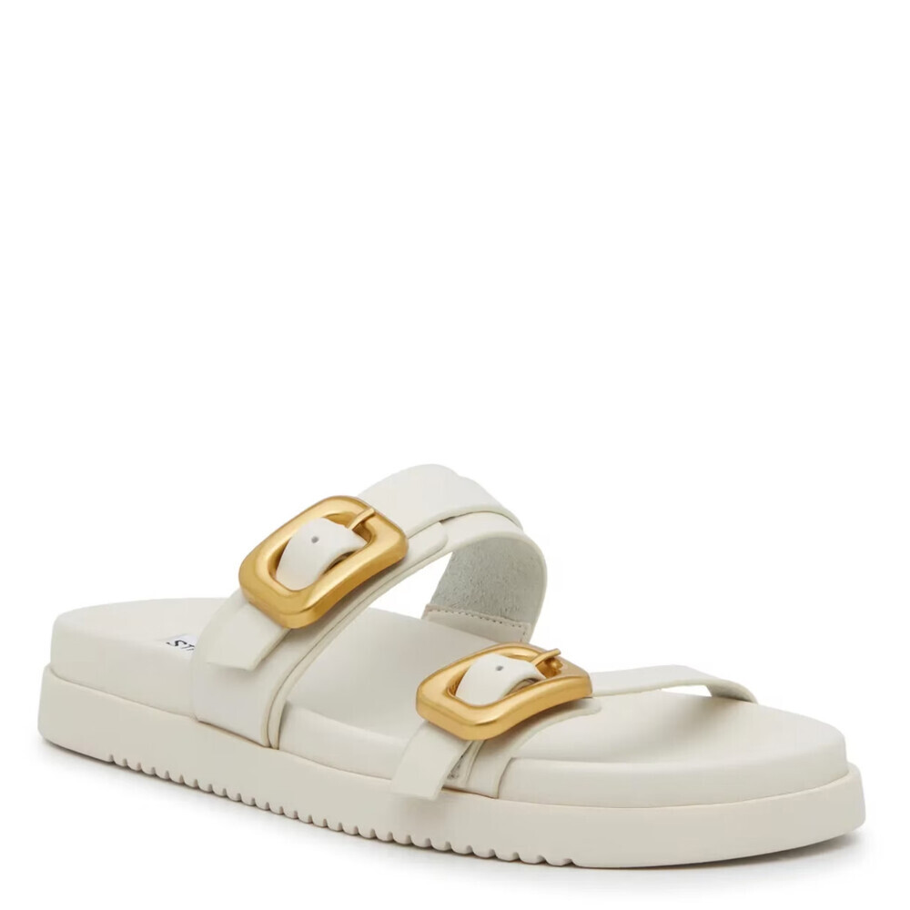 Steve Madden Margey Sandals Women's 10 Off White Adjustable Straps Slide GAL762